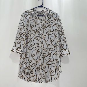 Anne Klein Nautical Blue and Gold Tunic